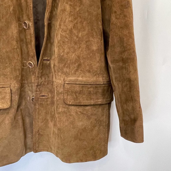 J.Crew Button Down 100% Brown Leather Suede Coat Jacket Size Large #4066 - Picture 6 of 13